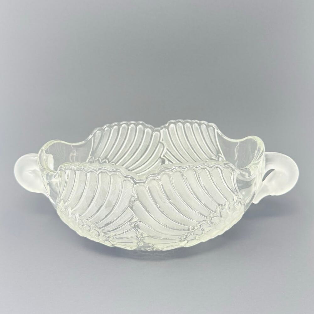 Mikasa Frosted Swan Serving Bowl 13.5" Glass Centerpiece Vintage 70s